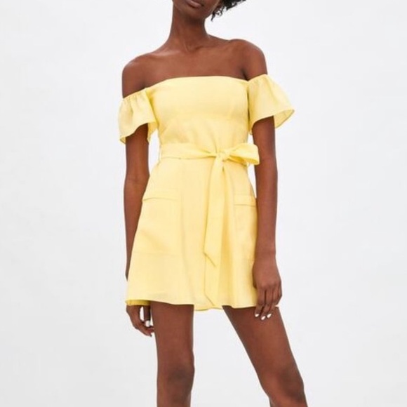 yellow off the shoulder sundress